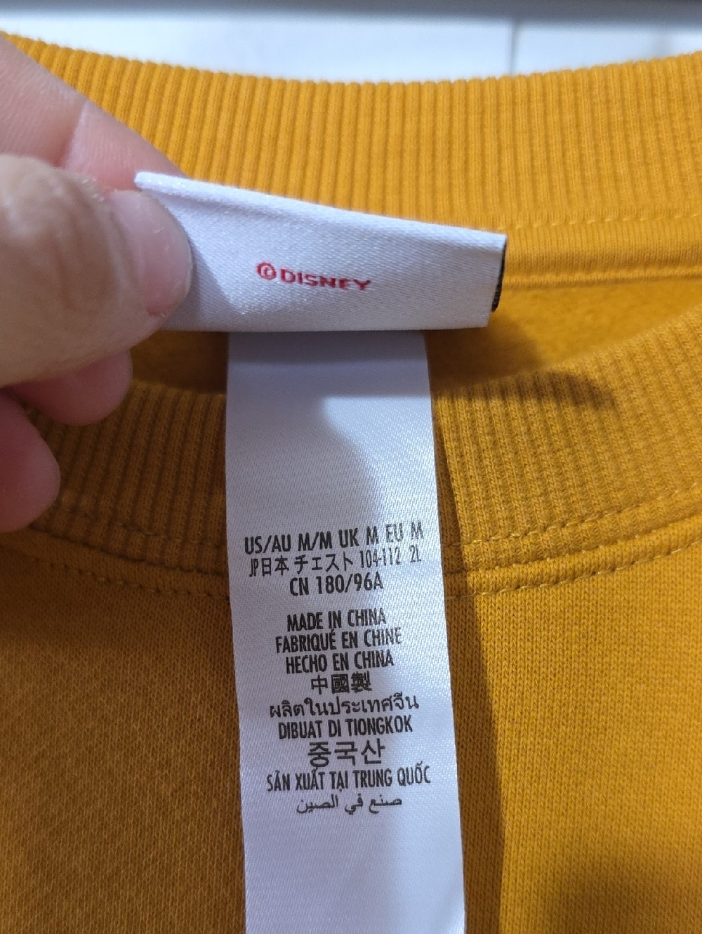Disney Mustard Mickey Mouse Crewneck with Green Sleeve Accents - Picture 2 of 5